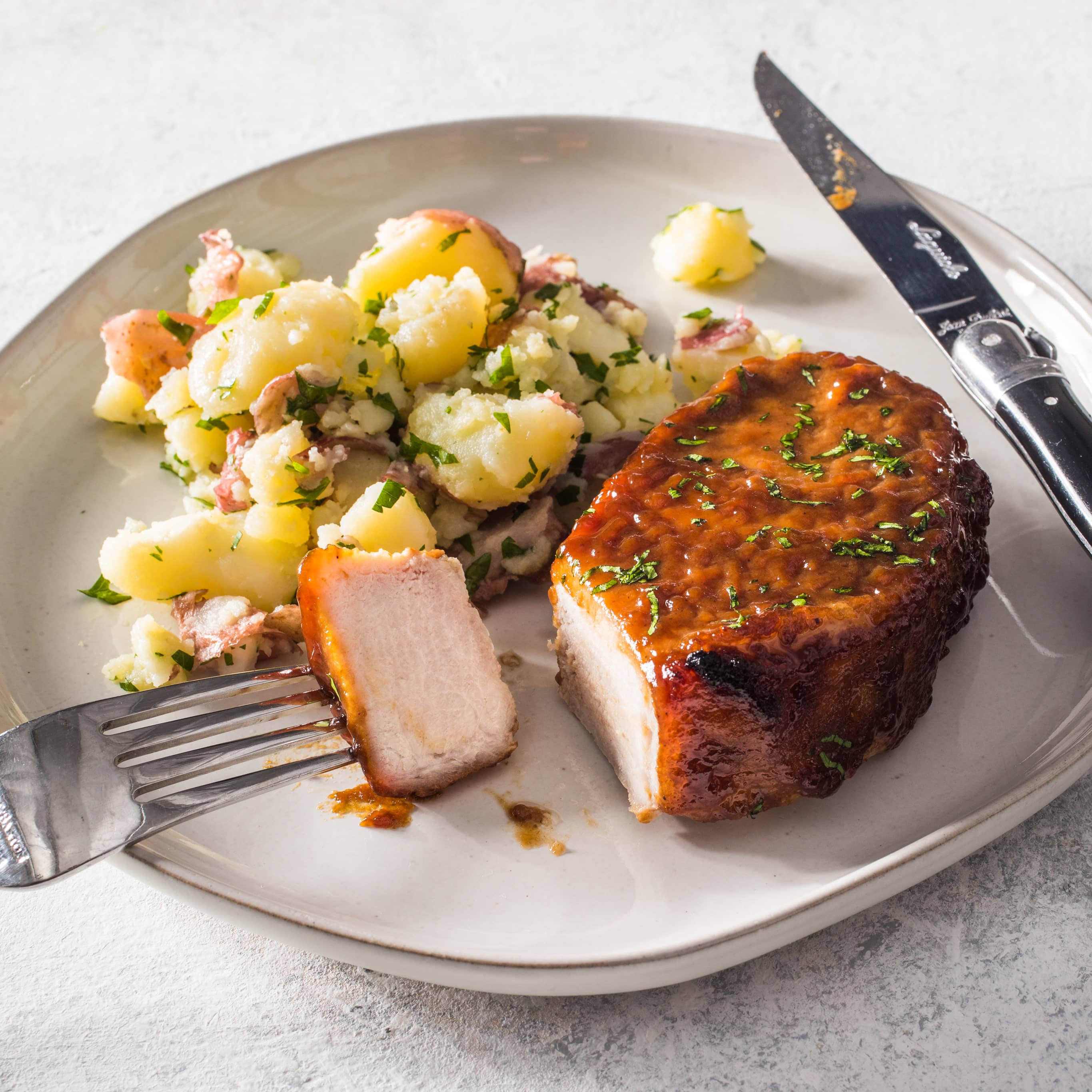 Mustardy Apple Butter–Glazed Pork Chops for Two | America's Test Kitchen