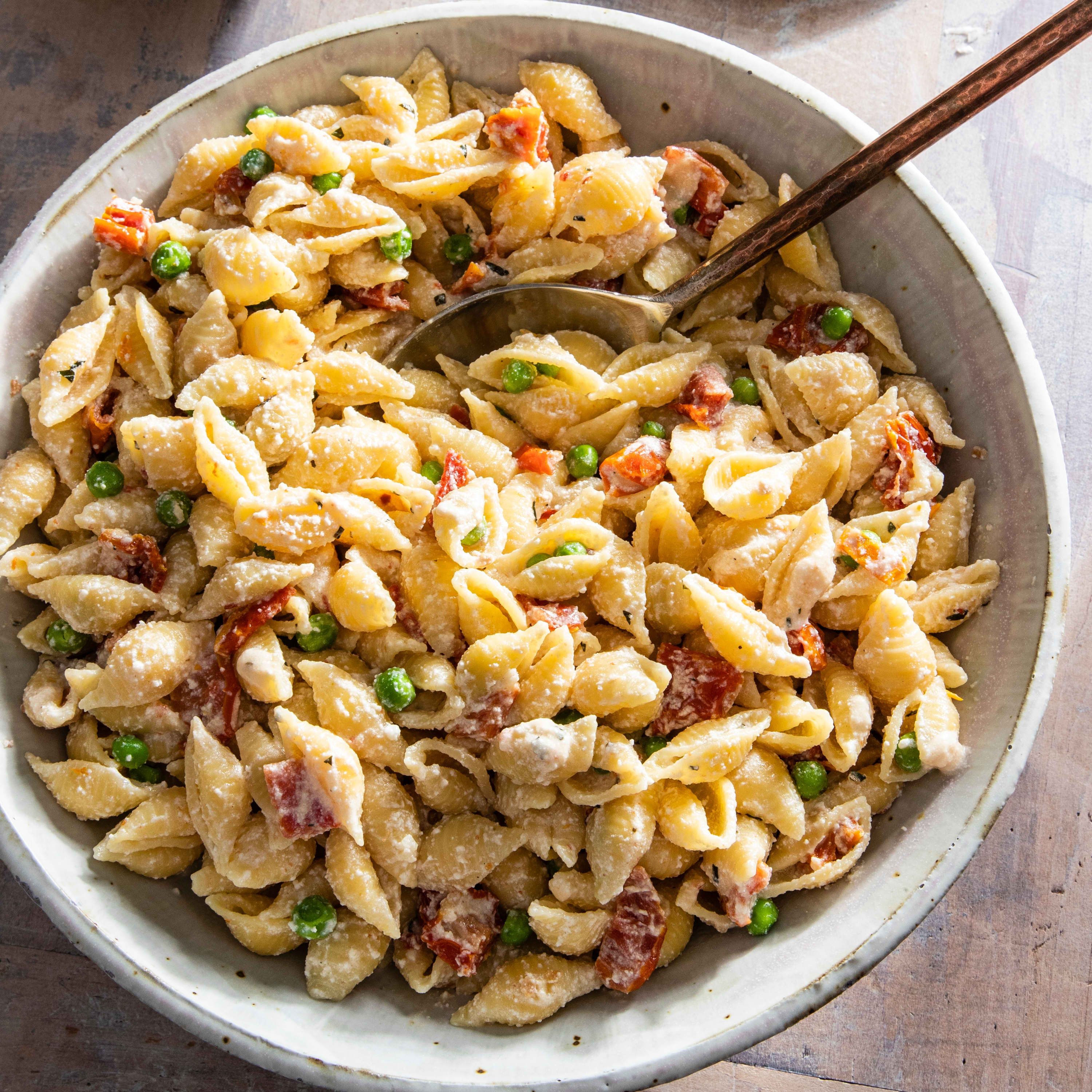 Pasta with Sun-Dried Tomatoes, Ricotta, and Peas | America's Test Kitchen