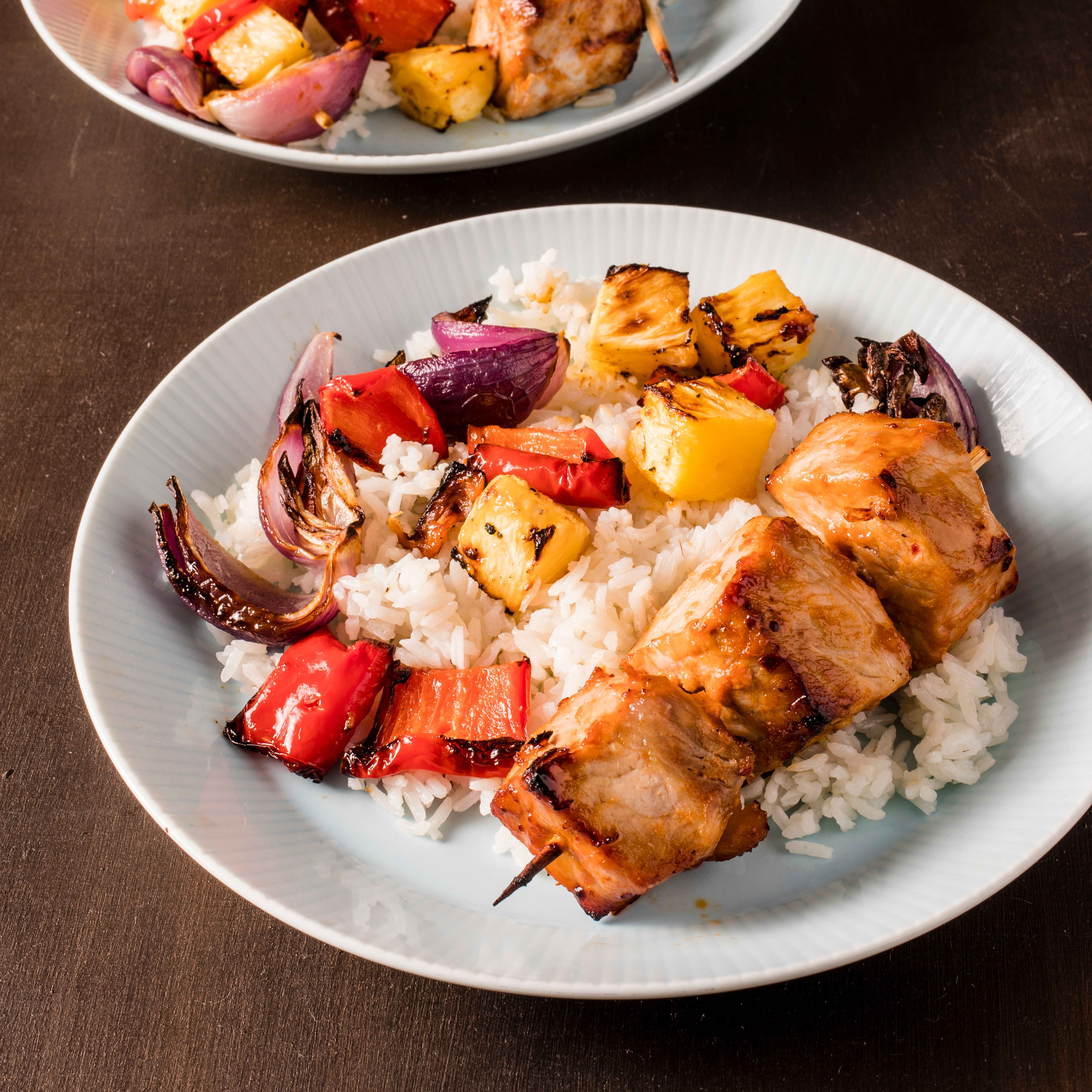 Air-Fryer Polynesian Pork Kebabs with Pineapple and Onion
