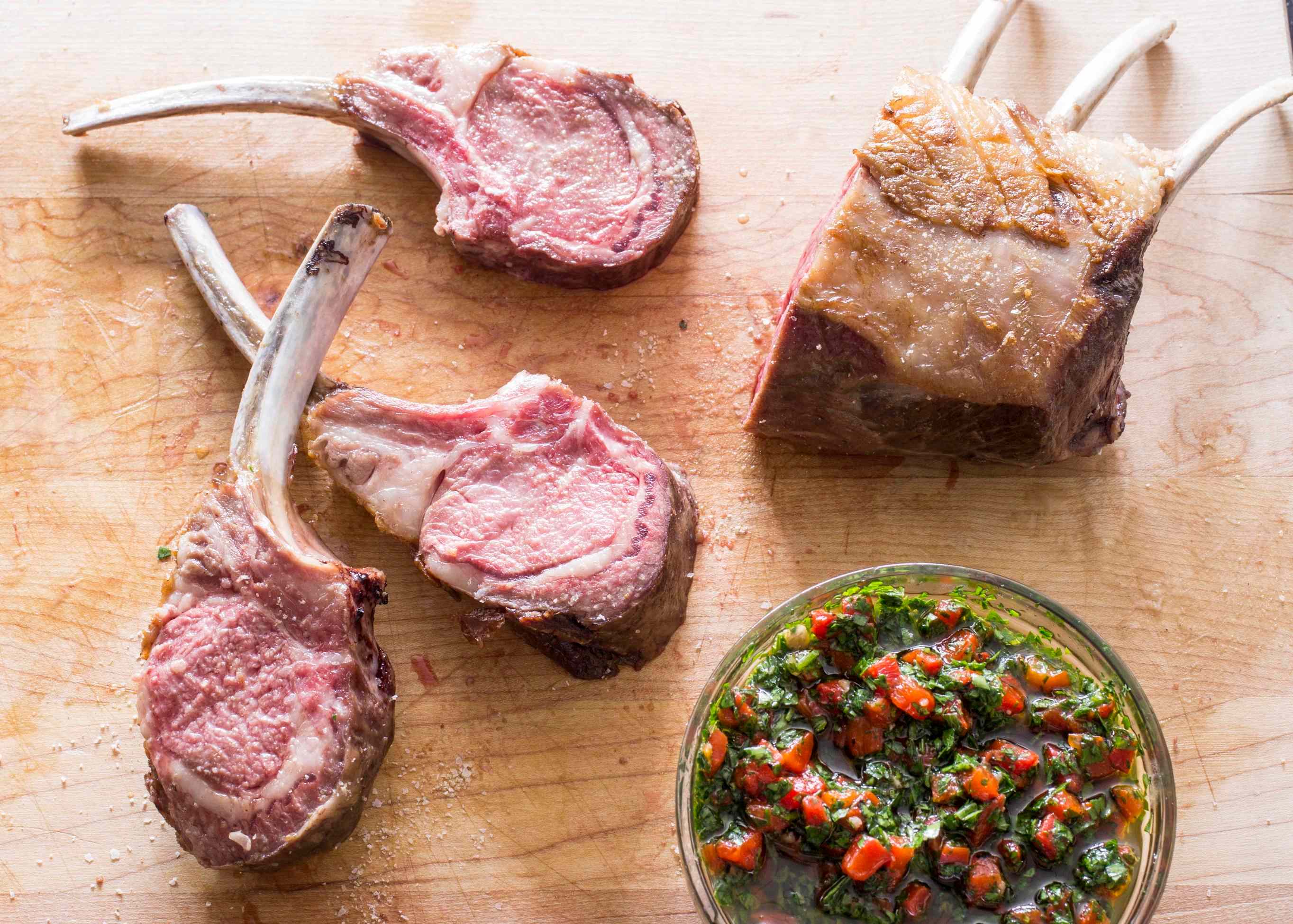 Roasted Rack of Lamb with Roasted Red Pepper Relish