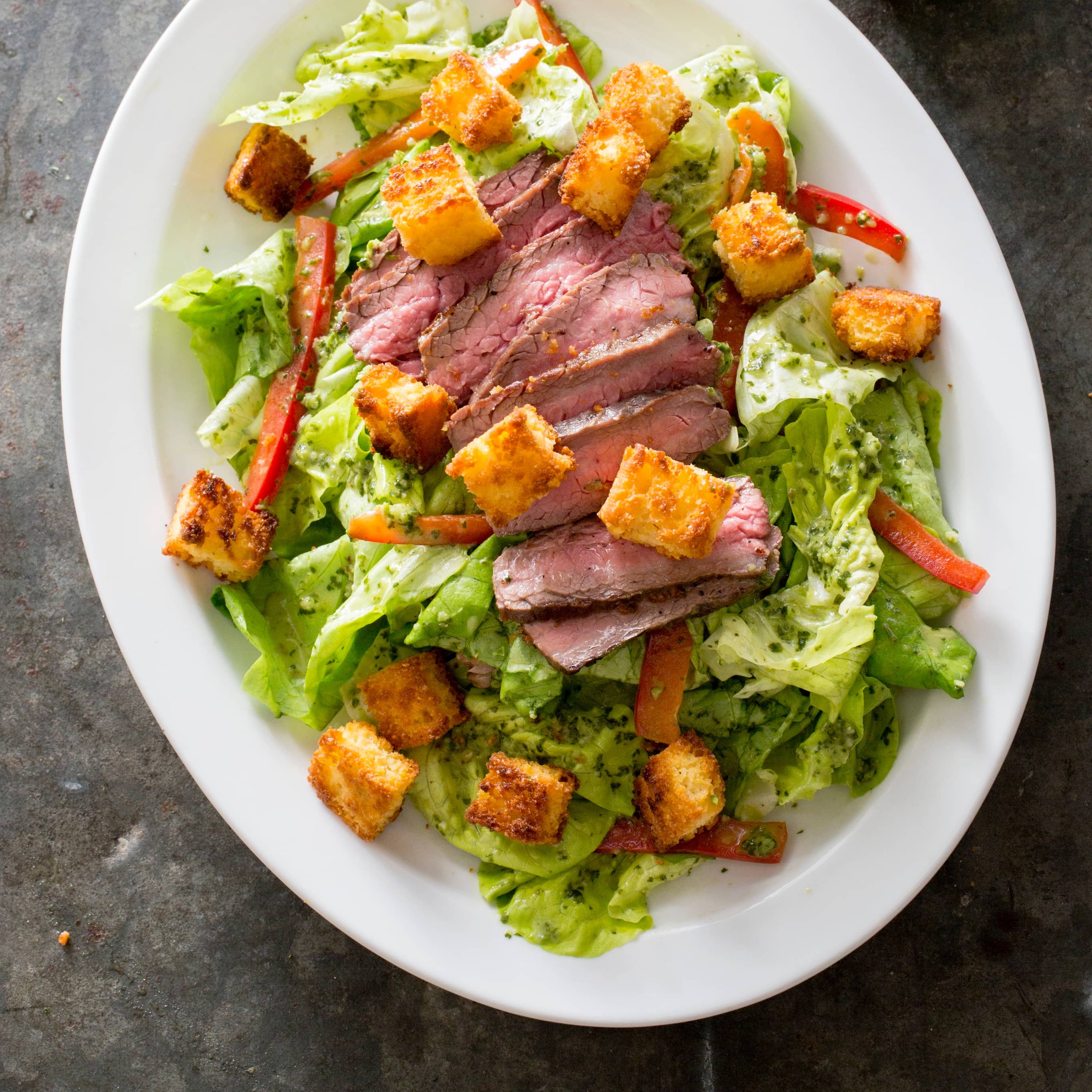 Southwest Beef Salad with Cornbread Croutons