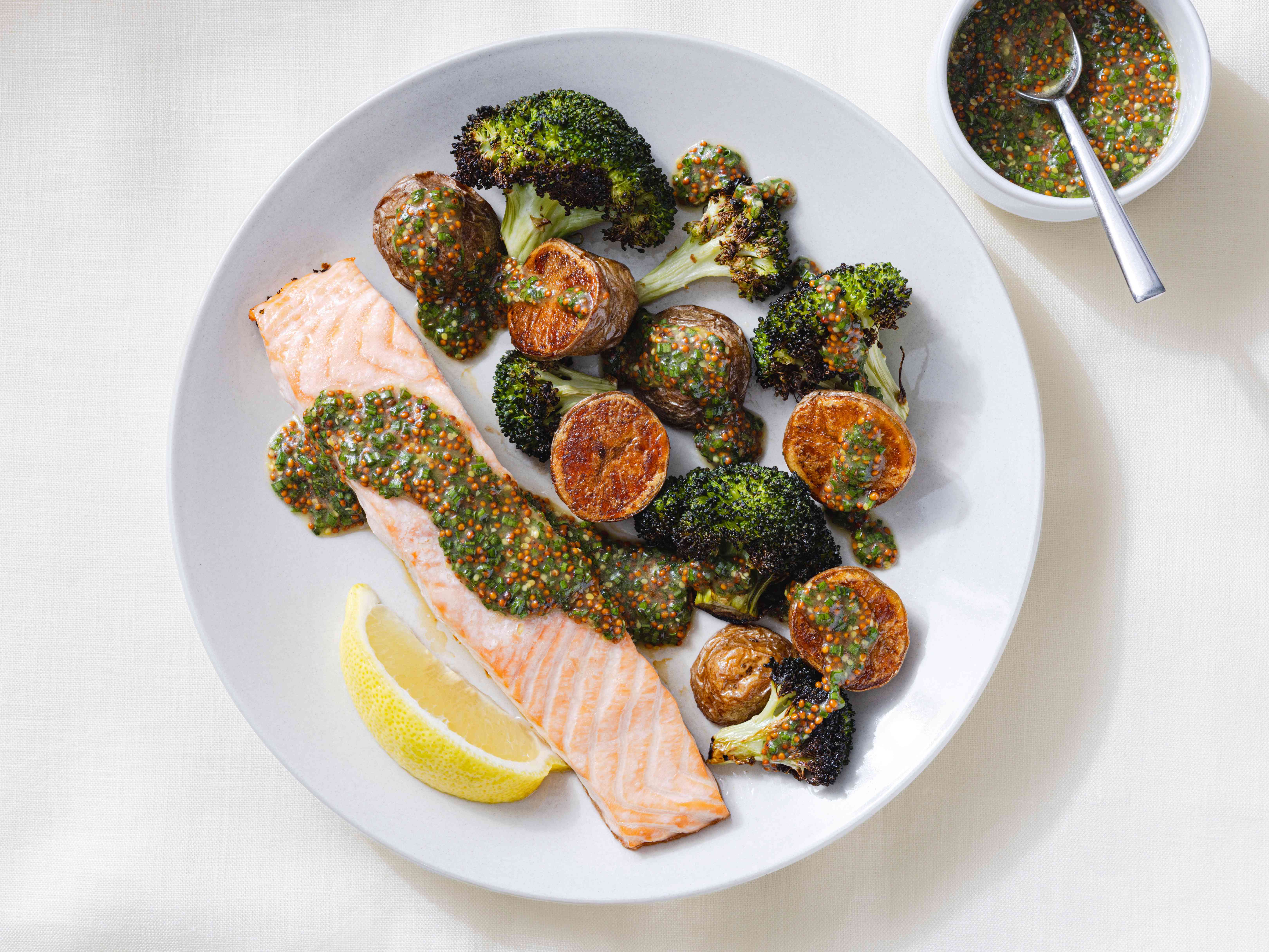 One-Pan Roasted Salmon with Broccoli and Red Potatoes
