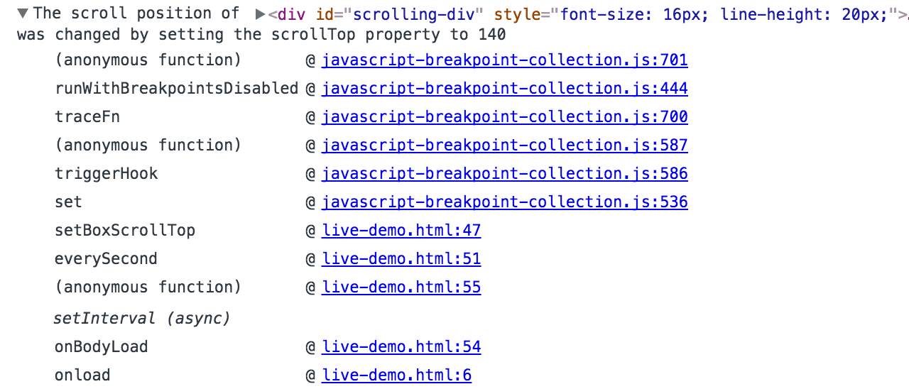 Breakpoint Extension Trace Message Example