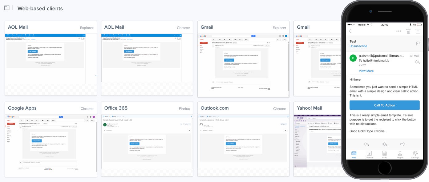 Templates Tested on Email Clients