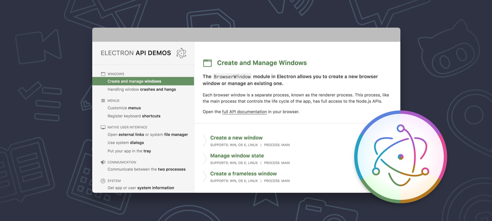 Electron API Demos Screenshots