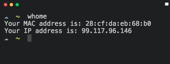 whome terminal example