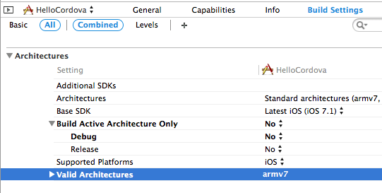 change build active architecture in project settings