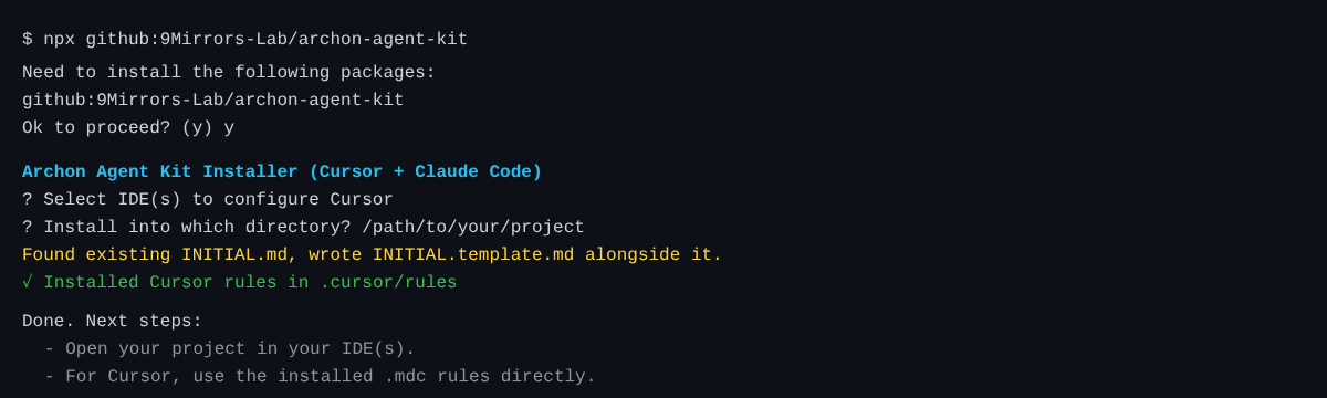Interactive setup example