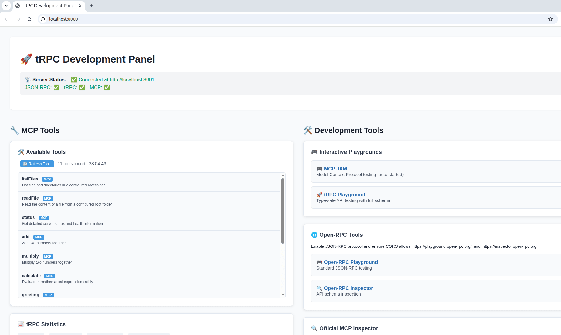 Dev Panel Screenshot