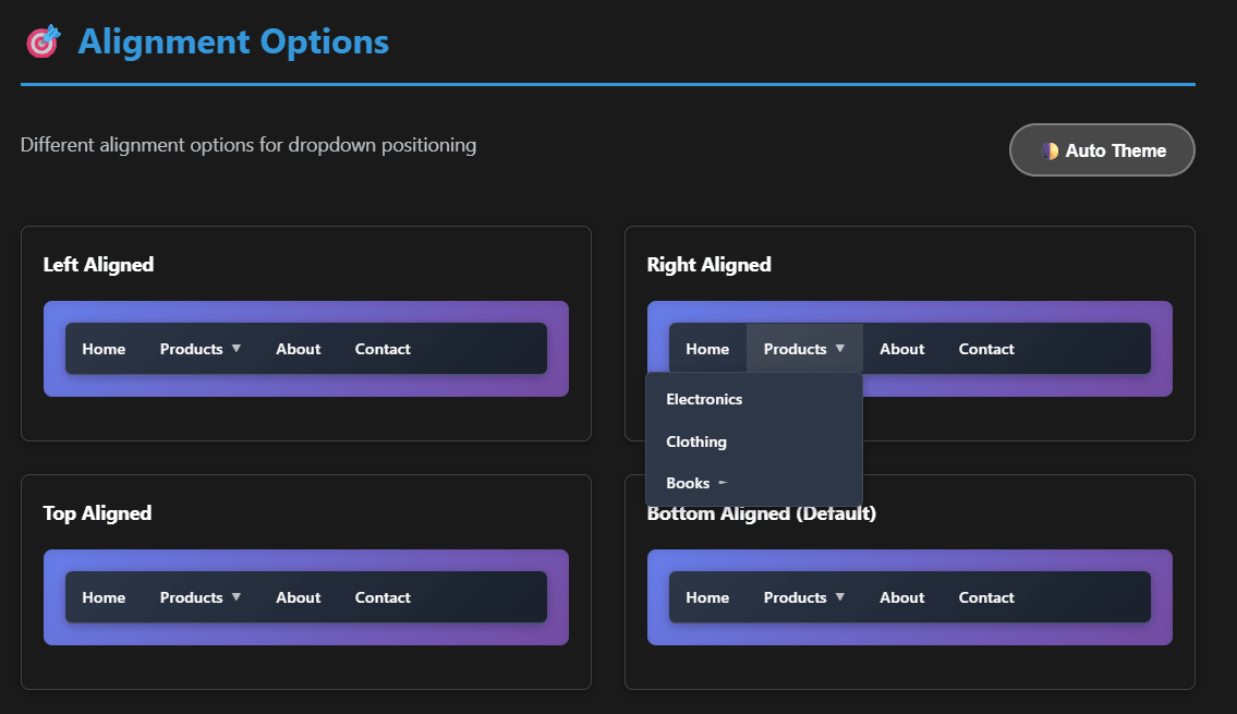 Different Alignment Options for Dropdown Positioning