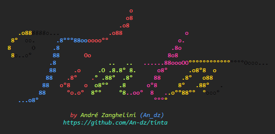 The Tinta logo drawn on a terminal with ASCII art