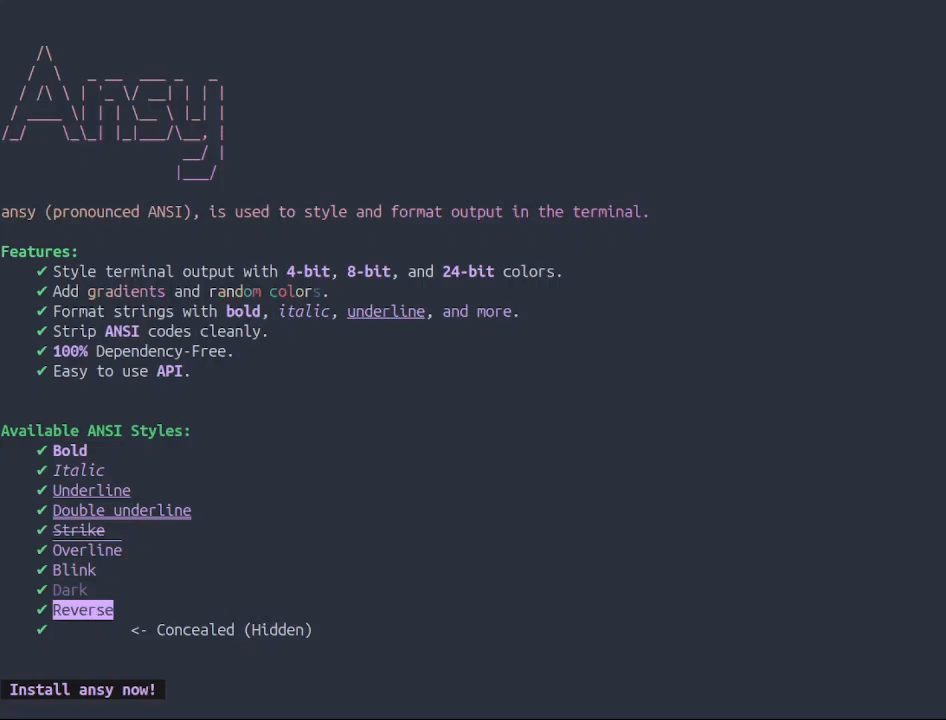 A preview of Ansy in action