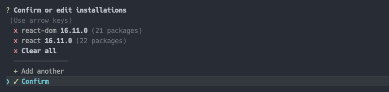 Confirm installation Add packages