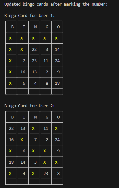 Bingo Game Screenshot