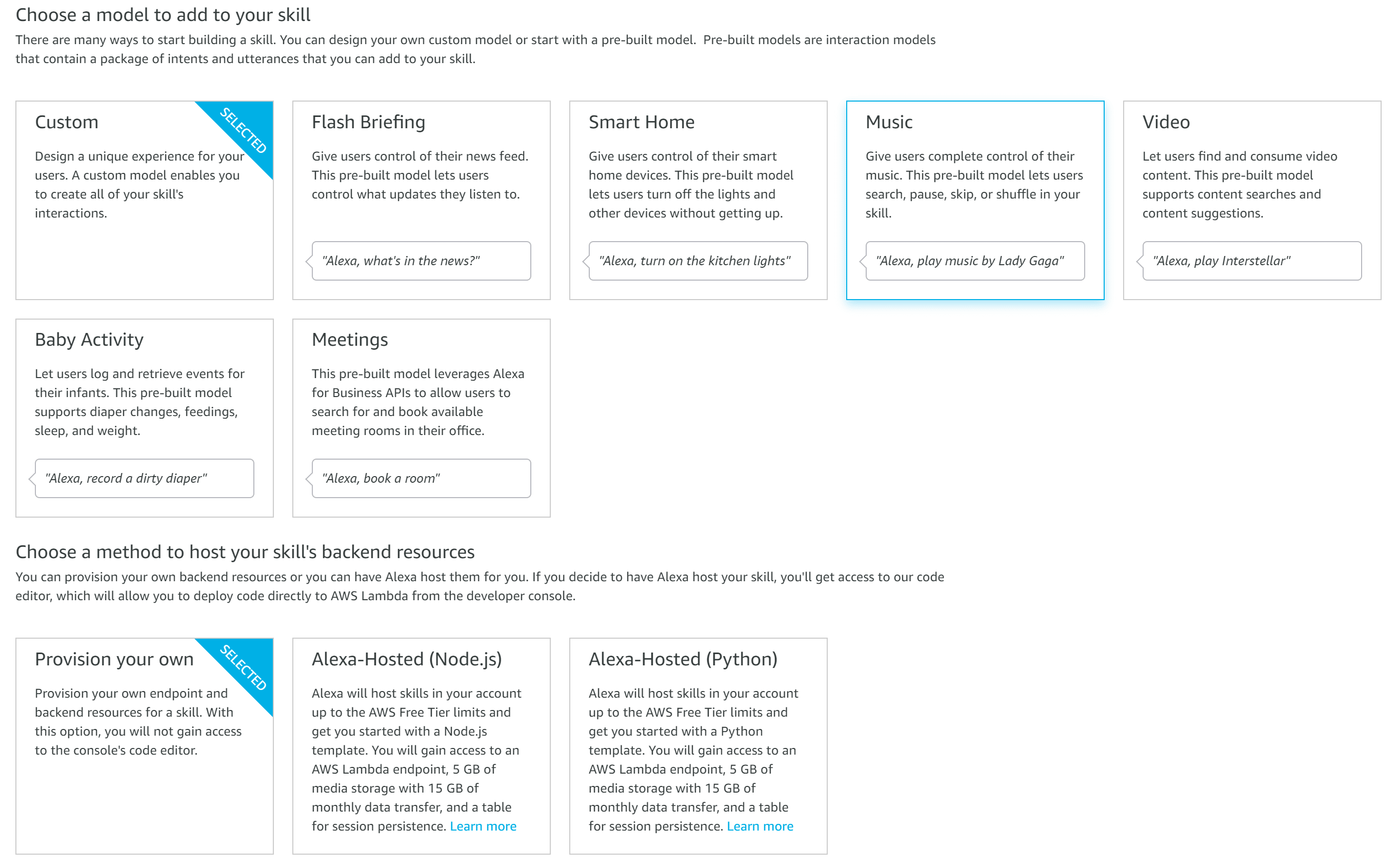 Skill model and hosting