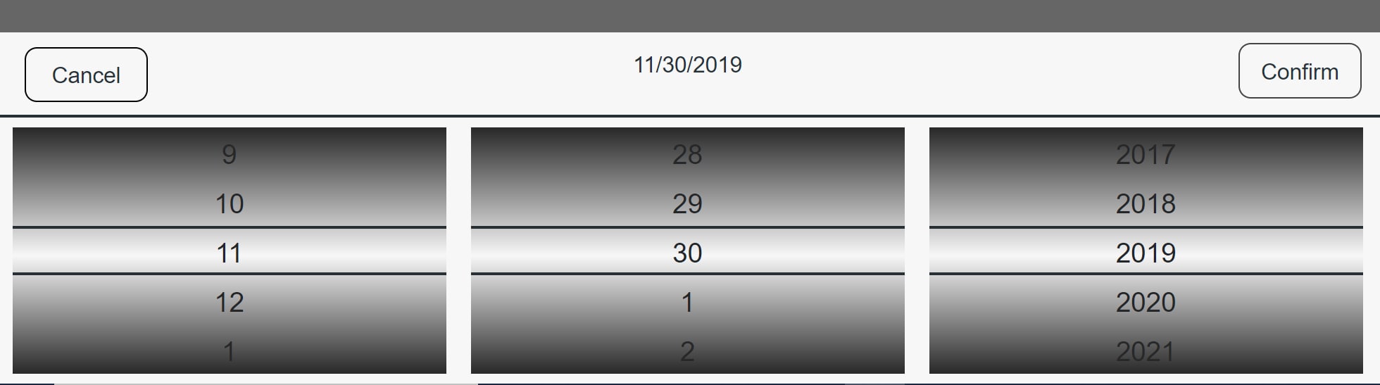 Image of the DatePicker modified