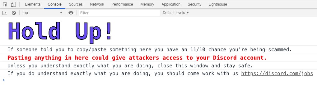 Discord console warning