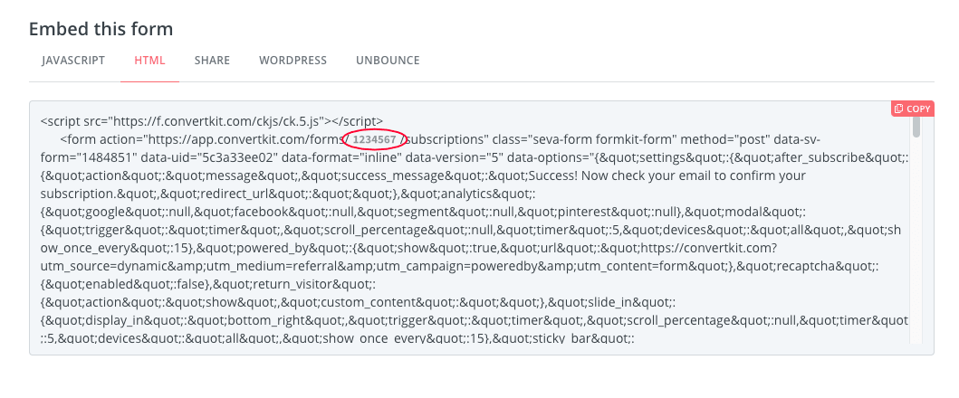 form embed screenshot