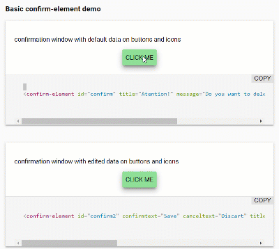 Screenshot of confirm-element