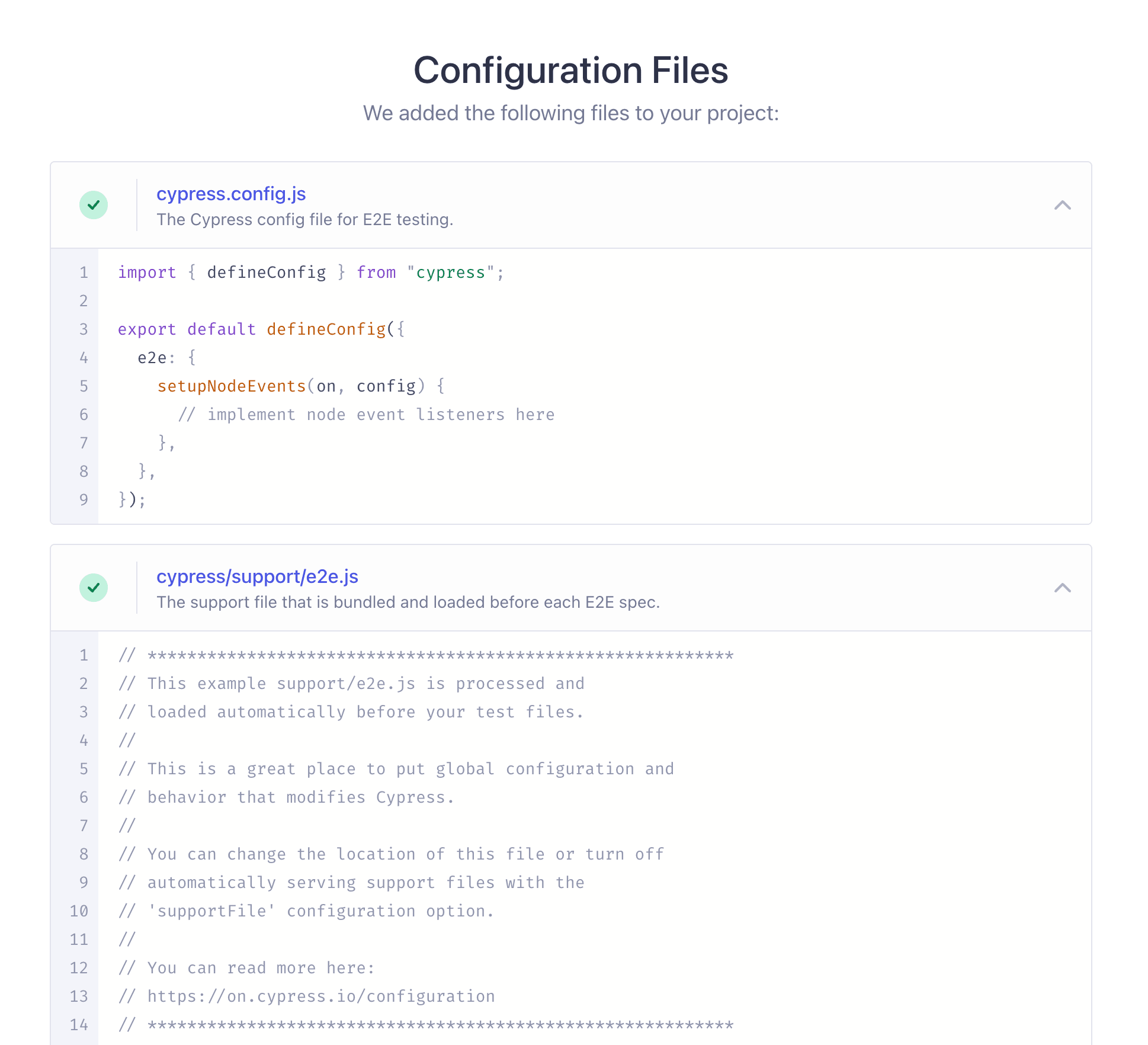 Files for configuration