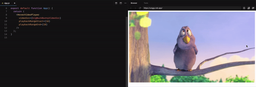 Demo of the playback range props being used