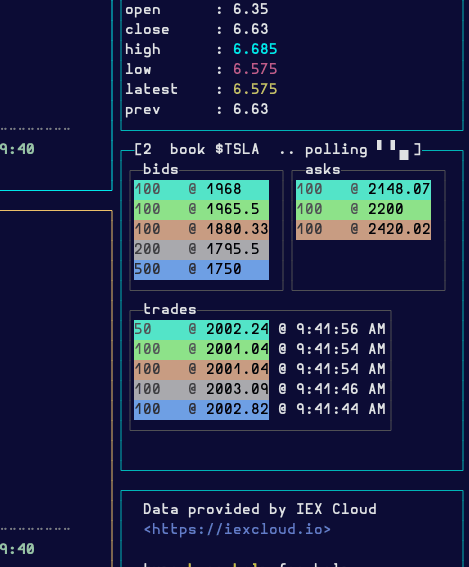 rainbow colored order book for $tsla, showing active
polling