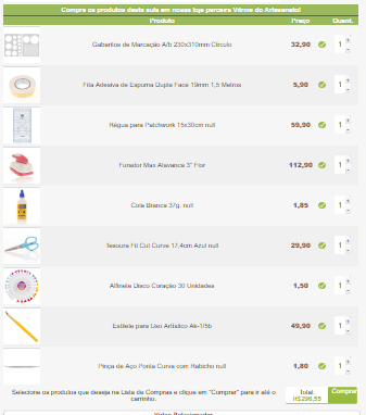 Lista de Compras no Programa Arte Brasil