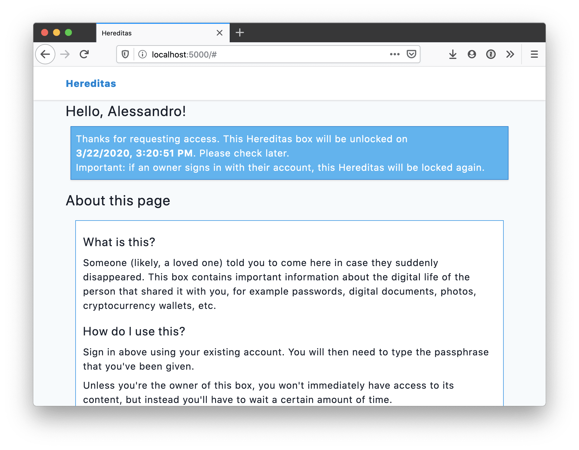 Screenshot of Hereditas 0.2