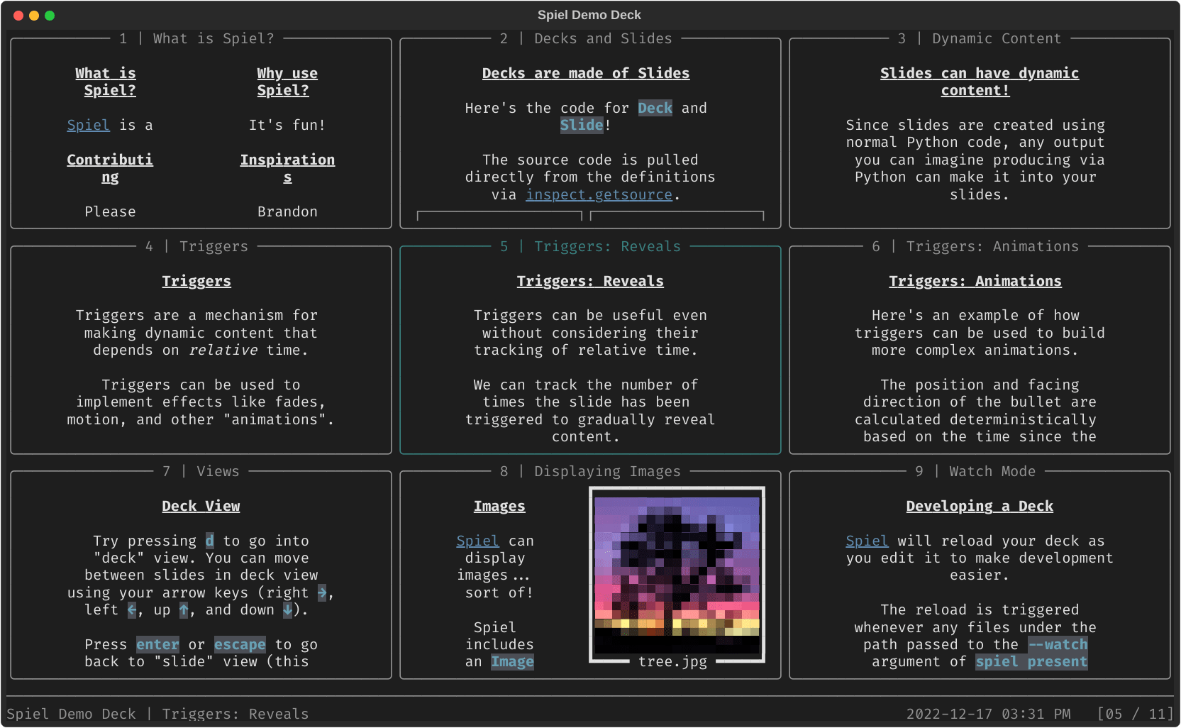 The demo deck in "deck view"