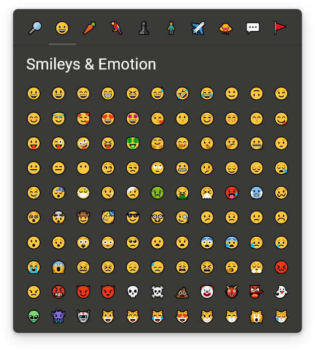 Unicode Emoji Picker - Dark theme