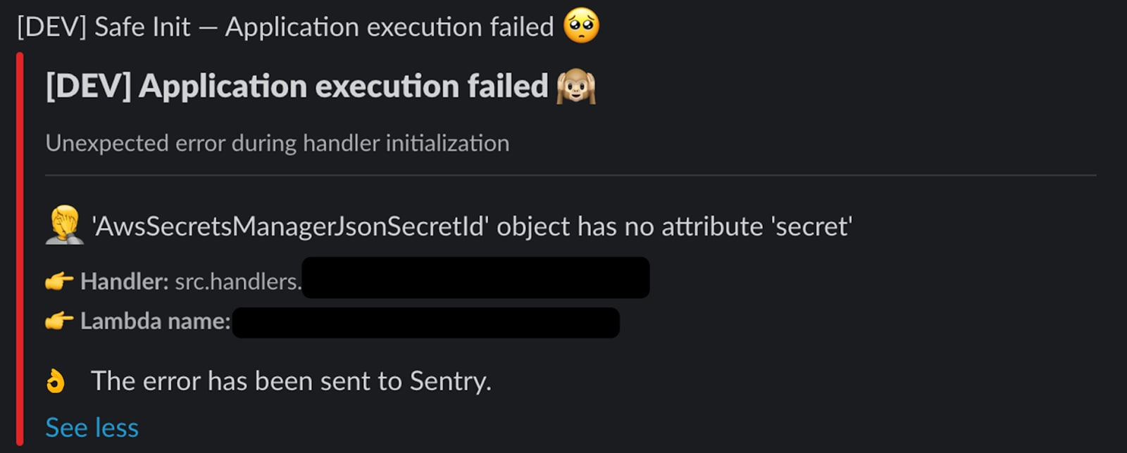 Uncaught exception Slack notification