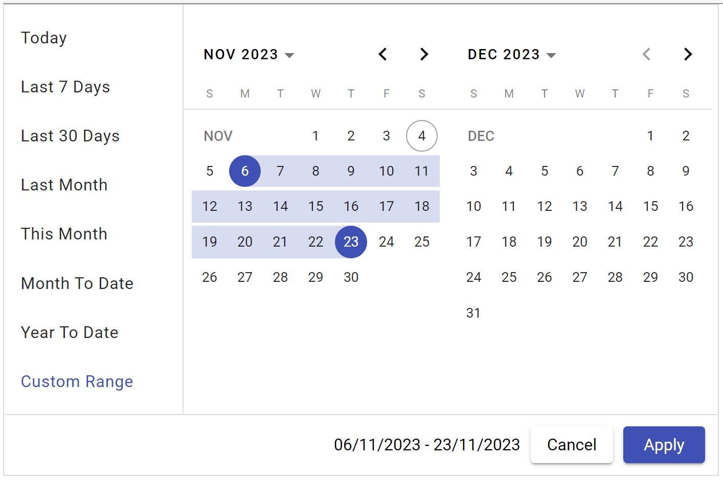 Date range view