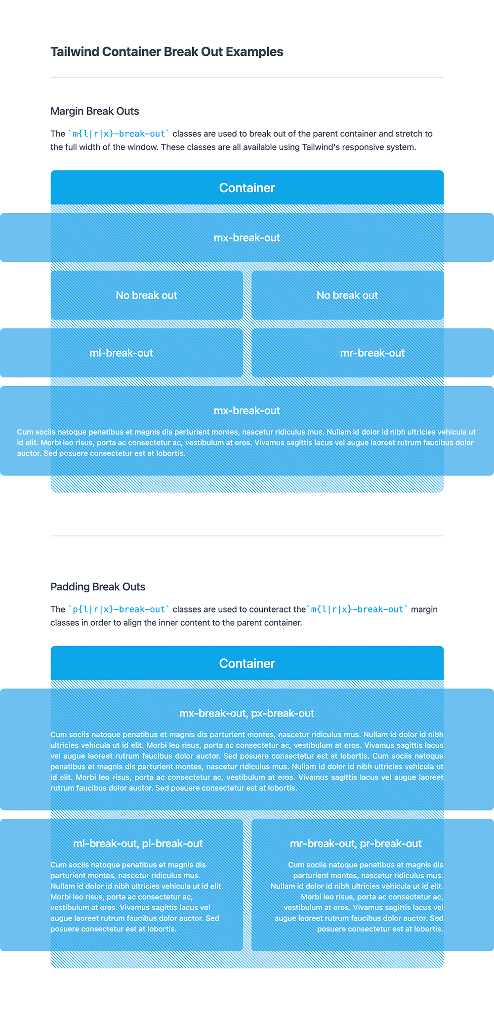 Tailwind Container Break Out Examples