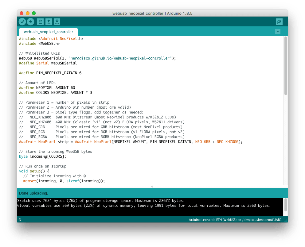 Arduino IDE: Full verified sketch