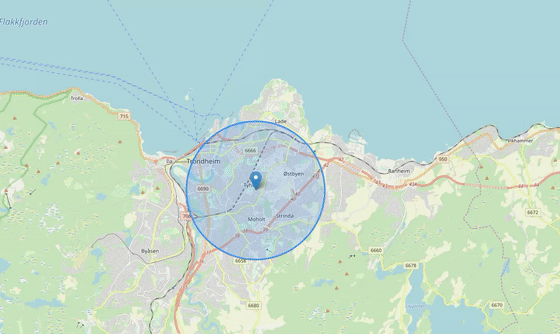 Demo of cellFromGeolocations results