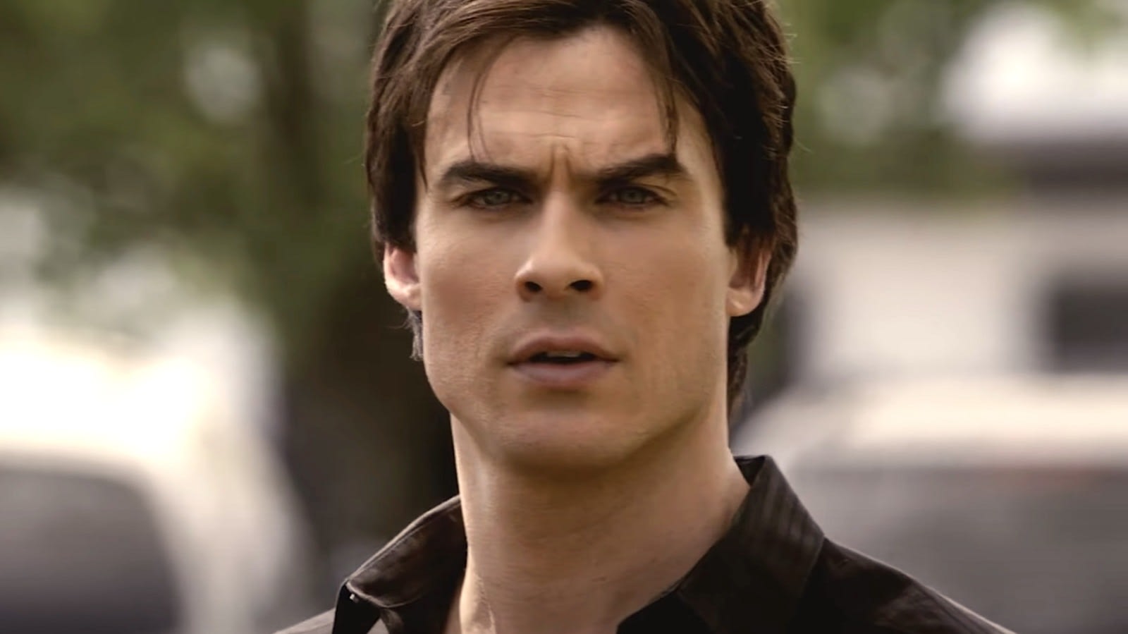 Damon Salvatore, from The Vampire Diaries looking like "wat"