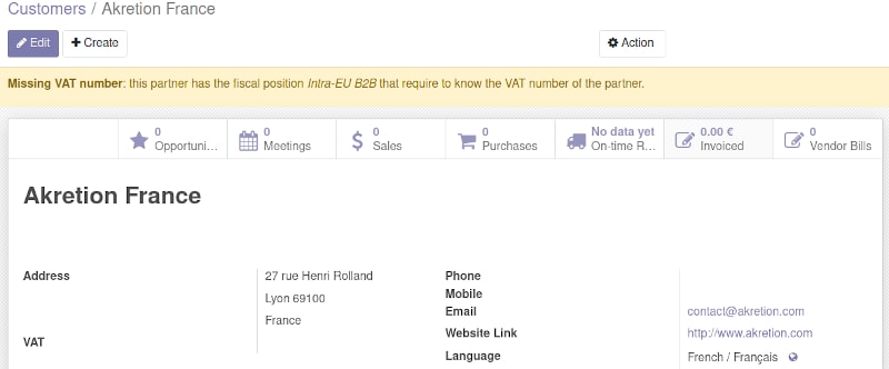 Warning banner on partner
form