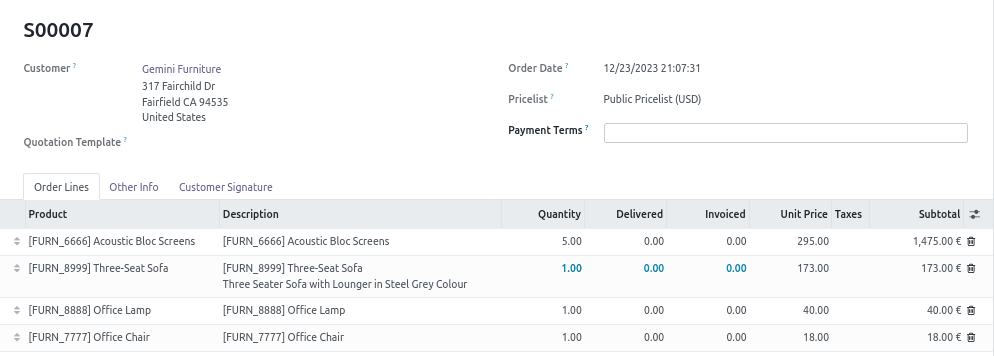 Sale Order Form
Before
