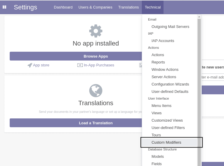 Custom Modifier
Menu