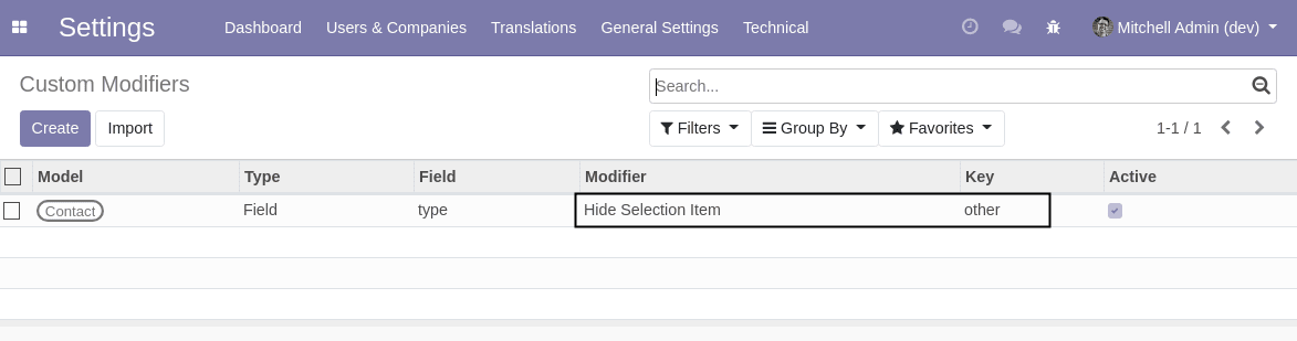 Hide
Selction Item
Modifier