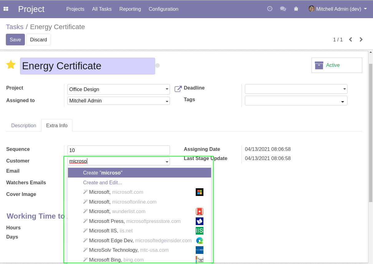 Task Form with Custom
Widget