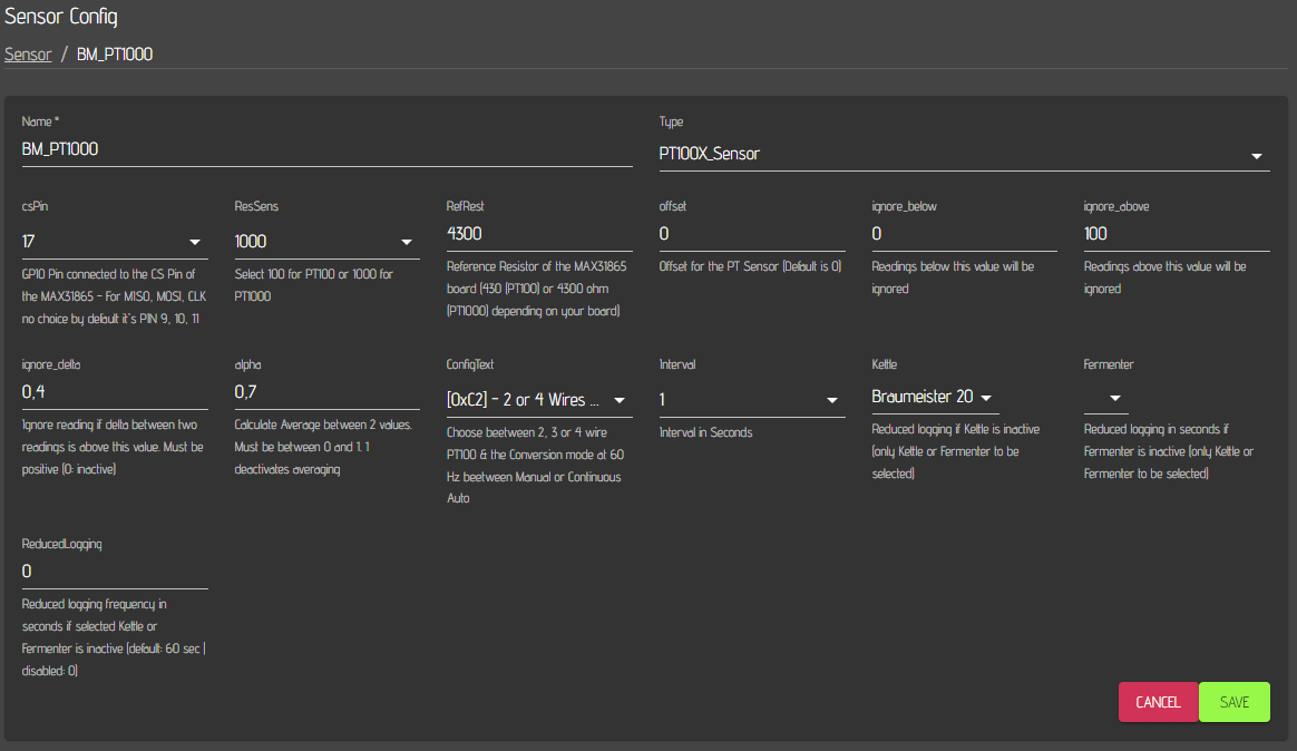 Sensor Configuration