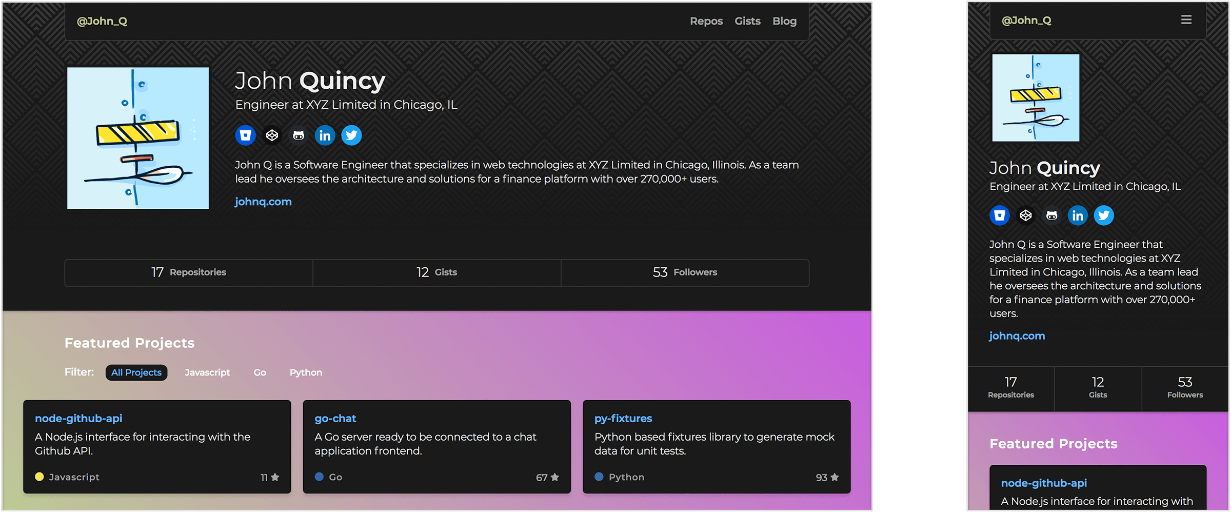 HubbleJS Default Theme - Dark