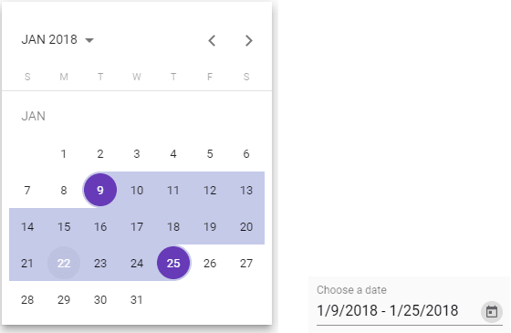 Material date range picker