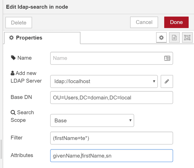 search node settings