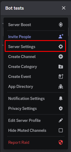 Server Settings button