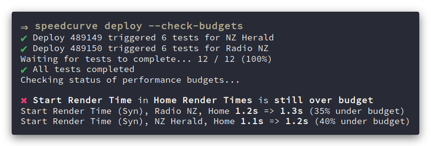 SpeedCurve CLI screenshot