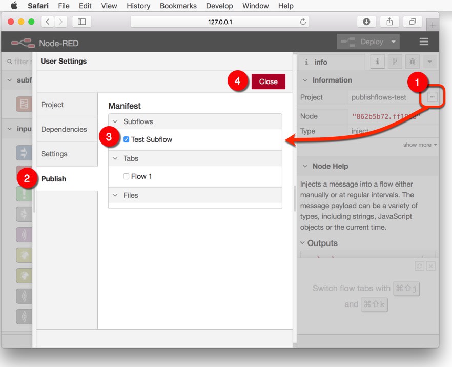 Image of project settings and publish tab