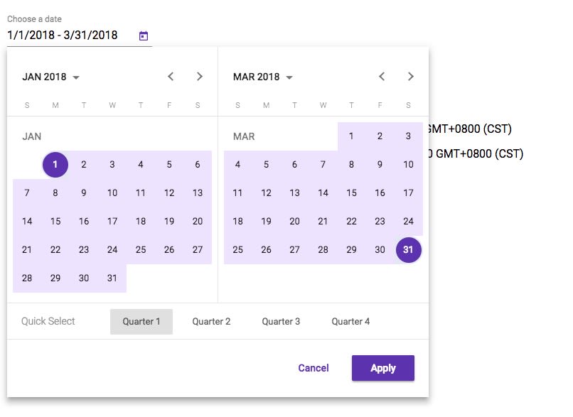 Material date range picker