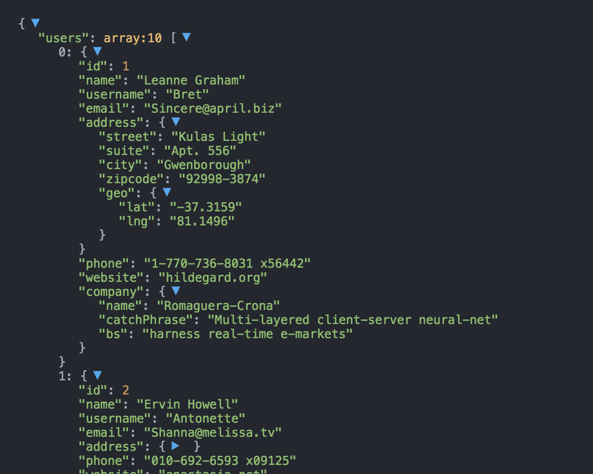 Example echo output